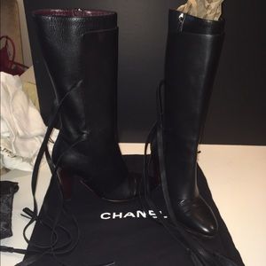 Chanel  boots w removable fringe accents NWOT